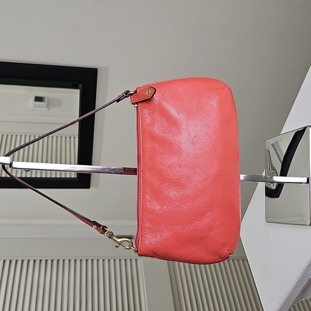 Coach Orange Smooth Leather Pleated Mini Bag/Convertible Wristlet EUC - Picture 10 of 16